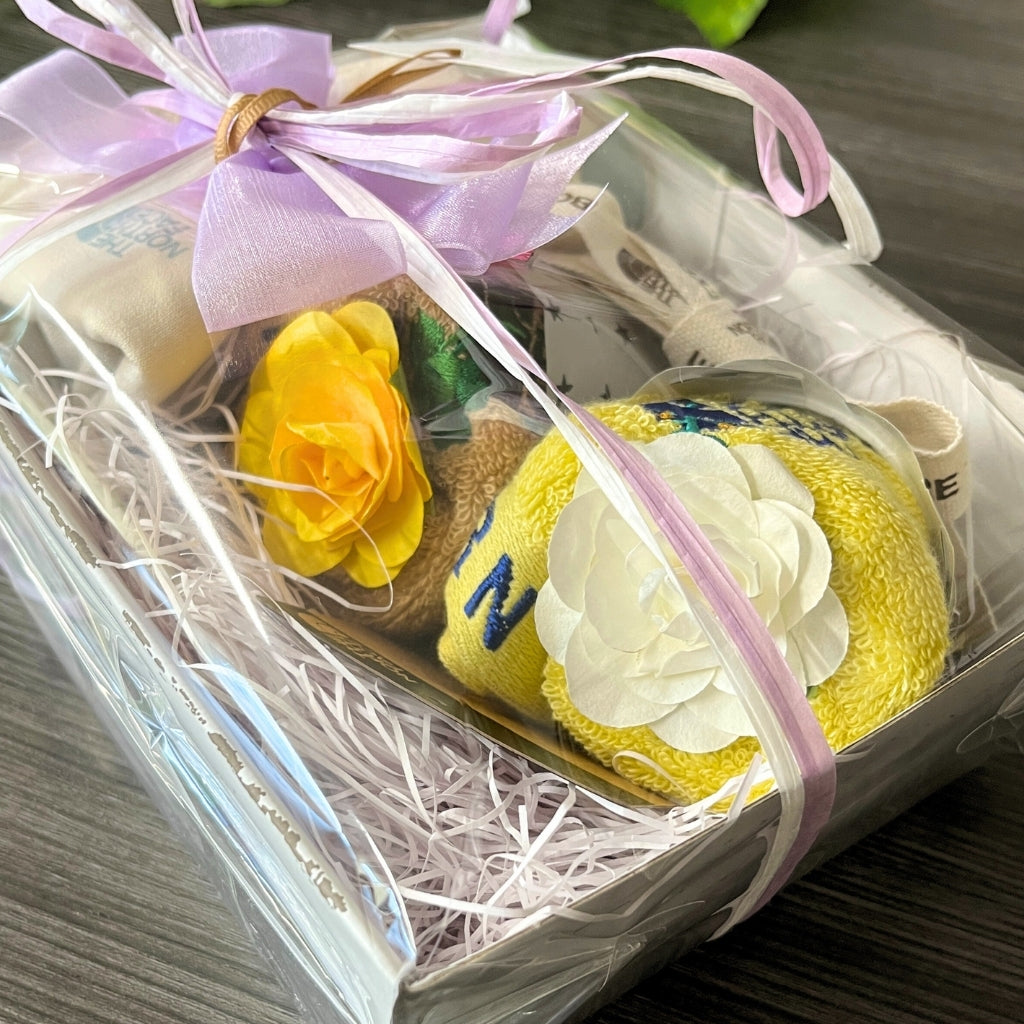 【ベビースタイ・タオル2枚組のギフトセット】ザ・ノース・フェイス　ベビーパッカブルアニマルグラフィックビブ＆ネイチャーダイハンドタオルセット