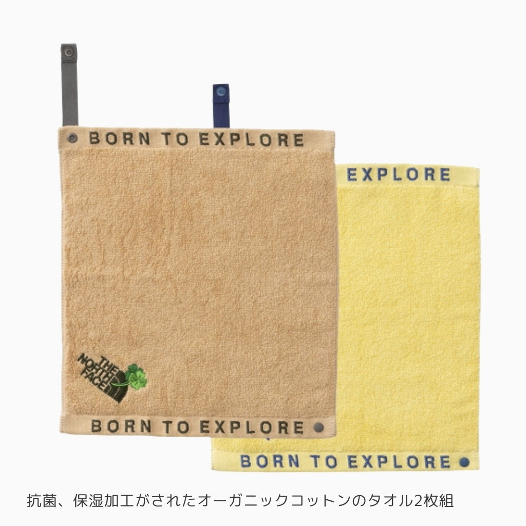 【ベビースタイ・タオル2枚組のギフトセット】ザ・ノース・フェイス　ベビーパッカブルアニマルグラフィックビブ＆ネイチャーダイハンドタオルセット