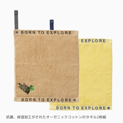 【ベビースタイ・タオル2枚組のギフトセット】ザ・ノース・フェイス　ベビーパッカブルアニマルグラフィックビブ＆ネイチャーダイハンドタオルセット