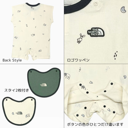 【ベビースタイ2枚組・ロンパースのギフトセット】ザ・ノース・フェイス　ベビーラッチパイルロンパース＆2Pビブ